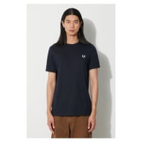 Bavlněné tričko Fred Perry tmavomodrá barva, s aplikací, M3519.608