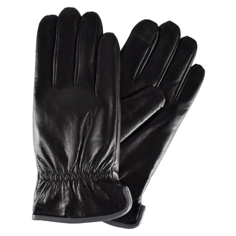 Semiline Pánské kožené antibakteriální rukavice P8217-4 Black