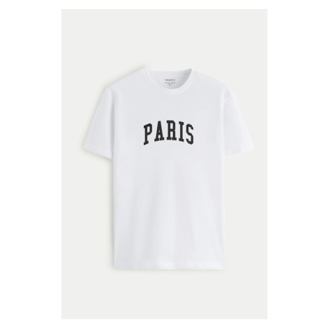 Tričko, Barva Bílá, s Potiskem Paris Letters Hedrix
