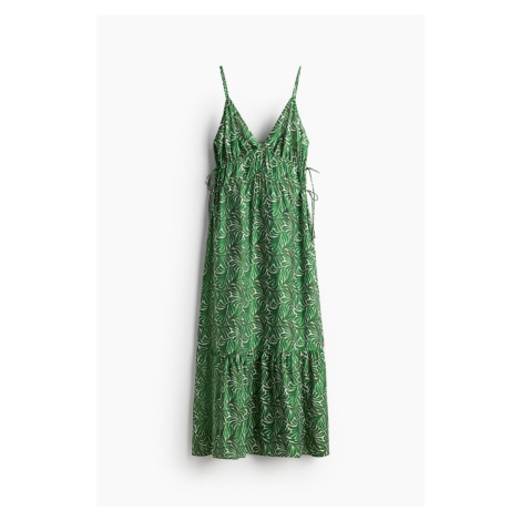 H & M - Dlouhé šaty se stahovací šňůrkou - zelená H&M