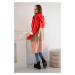 Pruhovaný svetr s kapucí červený+velbloudí+pudrově růžový