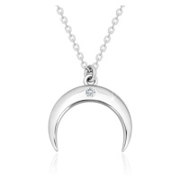 Briliantový náhrdelník, stříbro 925 - obrácený půlměsíc s čirým diamantem