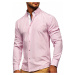 Růžová pánská pruhovaná košile s dlouhým rukávem Bolf 20704