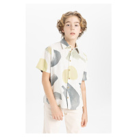 DEFACTO Boy Oversize Fit Polo Collar Patterned Short Sleeve Shirt