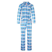 Odeta dámské kostkované pyžamo dlouhé 2271 modrá