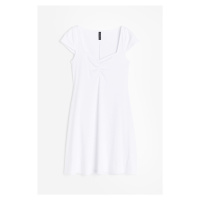 H & M - Žerzejové šaty's křidélkovým rukávem - bílá
