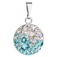 Stříbrný přívěsek s krystaly Swarovski modrý kulatý 34225.3 light turquoise