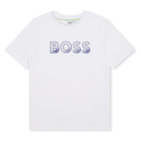 Dětské bavlněné tričko BOSS bílá barva, s potiskem