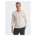 Men's unprinted longsleeve with v-neck - light beige V1 OM-LSBL-0108