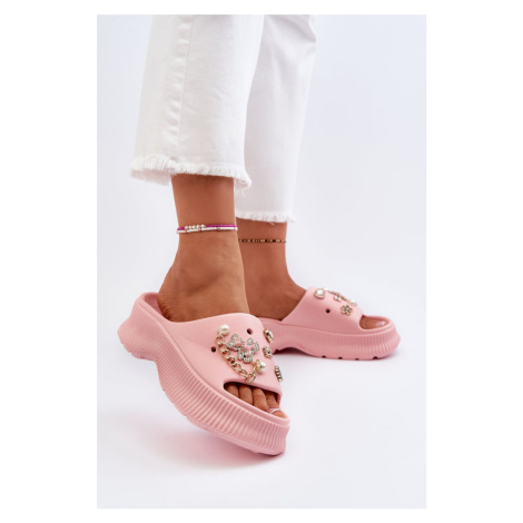 Dámské pěnové pantofle s ozdobami, růžová Afariana Kesi