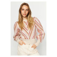 Trendyol Ecru měkký texturovaný pletený svetr