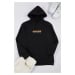 Trendyol Black Oversize/Wide Cut Letter Printed Hooded Fleece Sweatshirt