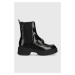 Kožené kotníkové boty Tommy Hilfiger TH HARDWARE LOAFER BOOT dámské, černá barva, na plochém pod