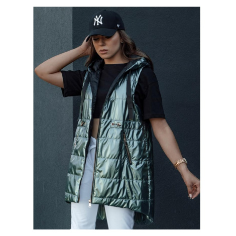 Dámská tmavě zelená prošívaná vesta DStreet