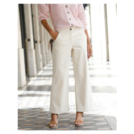 Jednobarevné široké zkrácené kalhoty Blancheporte