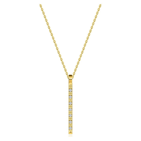 Diamantový náhrdelník ze žlutého 14K zlata - úzký pásek s kulatými diamanty Šperky eshop