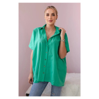 Bavlněná košile s krátkým rukávem zelené barvy