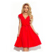 Červené midi šaty s opaskem