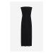 H & M - Žebrované šaty tube dress bez ramínek - černá