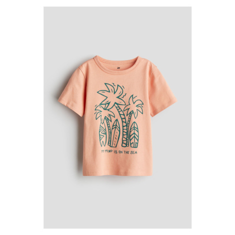 H & M - Bavlněné tričko's potiskem - oranžová H&M