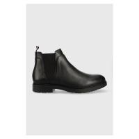 Kožené kotníkové boty Tommy Hilfiger pánské, černá barva
