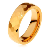 Wolframový prsten zlaté barvy, vybroušené lesklé šestihrany, 6 mm