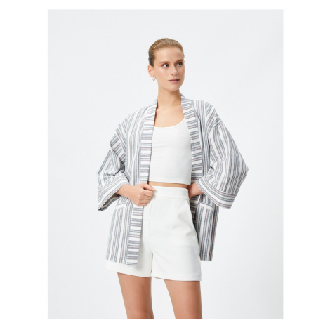 Koton Linen Blended Kimono with Pocket Detail Half Sleeves.
