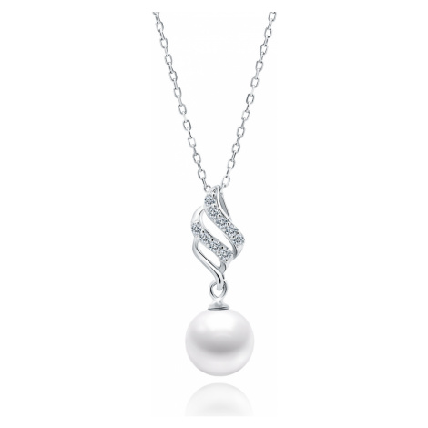 OLIVIE Stříbrný náhrdelník BÍLÁ PERLA 5189