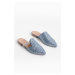 Marjin Women's Sequin Stone Pointed Toe Daily Slippers Riyas Blue Jeans