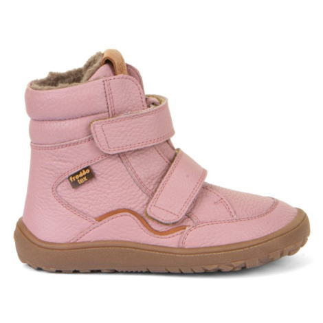 FRODDO VYŠŠÍ KOŽENÉ BOTY WAVE Zimní Pink | Dětské zimní zateplené barefoot boty