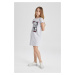 DEFACTO Girl's Printed Short Sleeve Dress