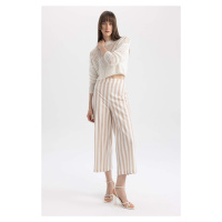 DEFACTO Short Wide Leg Wide Leg Linen Look Crop Fit Trousers