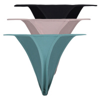 Trendyol Curve 3-Pack Black-Mink-Oil Plus Size String Panties