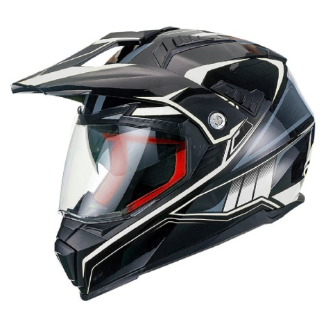 MAXX FS 606 Enduro helma se sluneční clonou černo / stříbrná