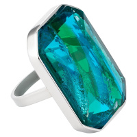 Preciosa Luxusní ocelový prsten s ručně mačkaným kamenem českého křišťálu Preciosa Ocean Emerald