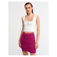 Dilvin 80300 Pleated Mini Skirt-magenta