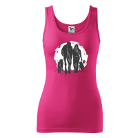 Dámské tričko s potiskem ženy, koně a psa - tričko pro milovnice zvířat