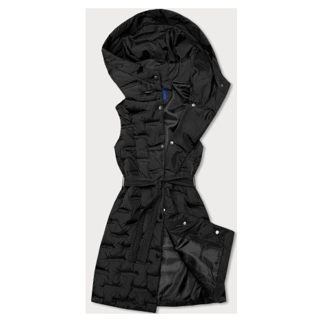 Dlouhá černá dámská vesta s páskem (JIN217) Ann Gissy