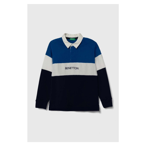 Dětská bavlněná košile s dlouhým rukávem United Colors of Benetton s aplikací
