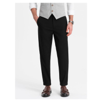 Ombre Clothing Trendy černé chinos kalhoty s elastickým pasem V4 PACP-0157