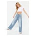 Trendyol Blue Stitch Detail Normal Waist Extra Wide Leg Jeans