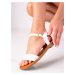 Moderní bílé  sandály dámské bez podpatku