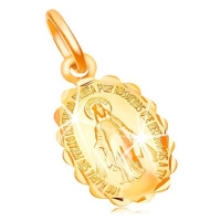 Přívěsek ze žlutého zlata 18K - oboustranný medailonek s Pannou Marií