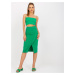 Základní zelená tužková sukně s rozparkem
