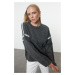 Trendyol Anthracite Soft Texture Embroidered Knitwear Sweater