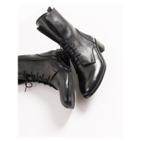 LuviShoes 1190 Black Leather Women's Boots