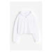 H & M - Krátká bunda na zip's kapucí - bílá