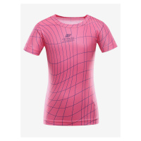 Růžové dětské vzorované rychleschnoucí tričko ALPINE PRO BASIKO