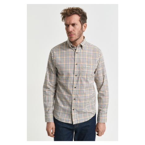 KOŠILE GANT REG TWILL CHECK SHIRT MAHOGANY BROWN