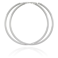 Kruhové náušnice ze stříbra 925 - jednoduchý, hladký design, 45 mm